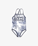 Бански костюм бял за МОМИЧЕ основен изглед