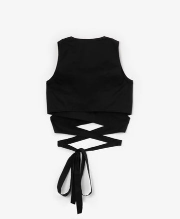 Топ текстил с дълги връзки - черен, Gulliver