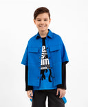 Голяма синя риза с къс ръкав от поплин, Gulliver