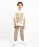 Панталони от футер бежови за МОМЧЕ основен изглед