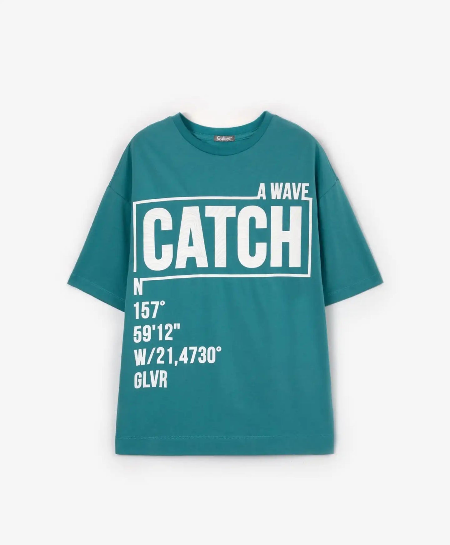 Тениска с къс ръкав с голям принт тюркоаз, Gulliver