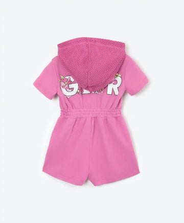 Трикотажен гащеризон с качулка - розов, Gulliver