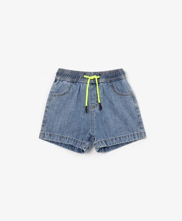 Тънки дънкови шорти с колан с ластик - сини, Gulliver