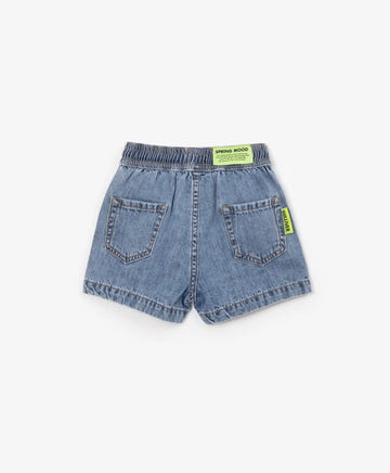 Тънки дънкови шорти с колан с ластик - сини, Gulliver