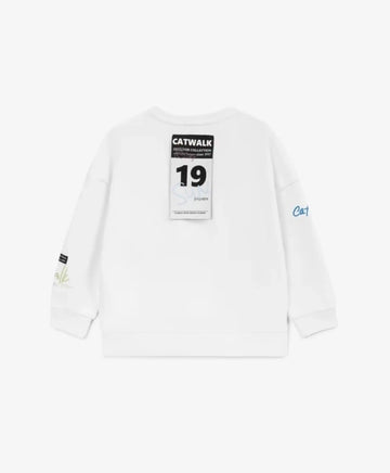 Бял суитшърт с интересен принт за момиче Gulliver