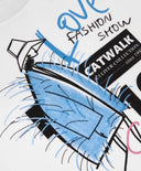 Бял суитшърт с интересен принт за момиче Gulliver