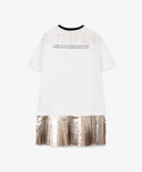 Бяла трикотажна рокля с оверсайз силует за момичета Gulliver