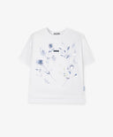 Тениска за момиче с флорален принт и декорация от пайети бяла Gulliver