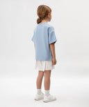 Тениска за момиче с принт и декорация от пайети синя Gulliver