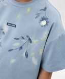 Тениска за момиче с принт и декорация от пайети синя Gulliver