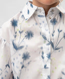 Блуза с дълъг ръкав от поплин с флорален мотив бяла Gulliver