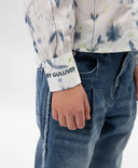 Блуза с дълъг ръкав от поплин с флорален мотив бяла Gulliver