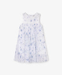 Детска рокля бяла от плисирана мрежа с флорални мотиви на подплата Gulliver