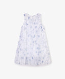 Детска рокля бяла от плисирана мрежа с флорални мотиви на подплата Gulliver