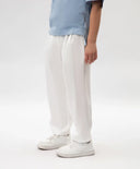 Текстилни панталони за момиче с колан, стеснени, бели Gulliver