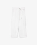 Текстилни панталони за момиче с колан, стеснени, бели Gulliver