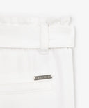 Текстилни панталони за момиче с колан, стеснени, бели Gulliver