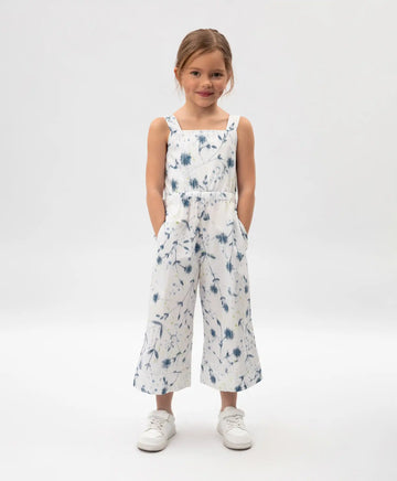 Гащеризон бял с флорален мотив от поплин Gulliver