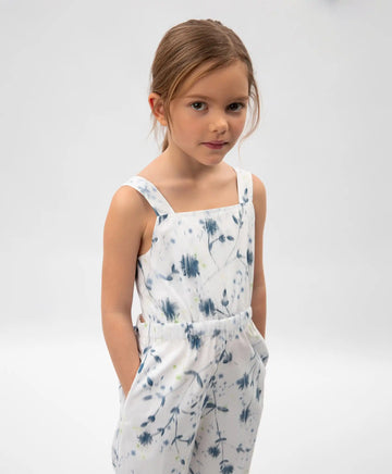 Гащеризон бял с флорален мотив от поплин Gulliver