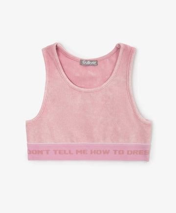 Детски топ от обработен рипсено трико розов Gulliver