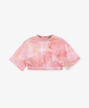 Съкратена детска блуза с шрифтов декор розова Gulliver