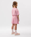 Детска рокля розова трикотажна с къс ръкав, имитираща комплект Gulliver