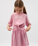 Детска рокля розова трикотажна с къс ръкав, имитираща комплект Gulliver