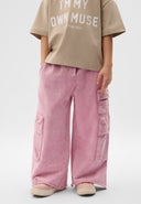 Розов панталон палацо с колан на ластик от Gulliver