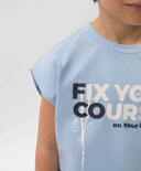 Тениска за момче с принт синя Gulliver