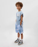 Тениска за момче с принт синя Gulliver