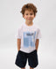 Тениска с къс ръкав за момче с принт бяла Gulliver