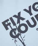 Лонгслив с качулка за момче с имитация на многослойност и принт син Gulliver