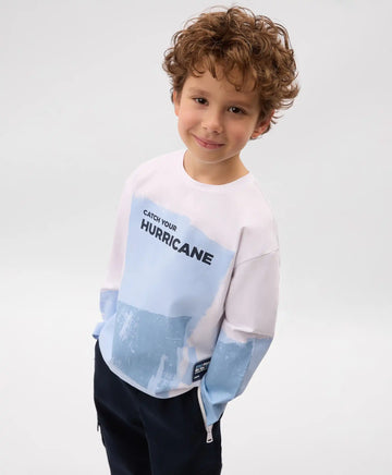 Лонгслив за момче с принт бял Gulliver