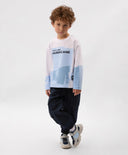 Лонгслив за момче с принт бял Gulliver