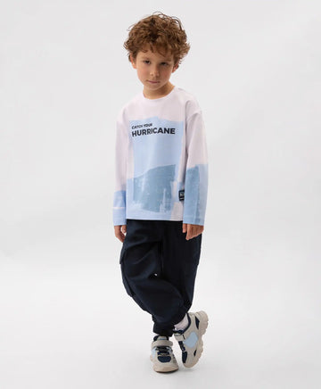 Лонгслив за момче с принт бял Gulliver