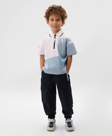 Поло с къс ръкав за момче с принт от пике бяло Gulliver