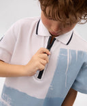 Поло с къс ръкав за момче с принт от пике бяло Gulliver