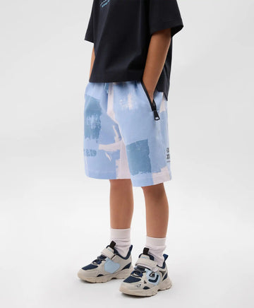 Шорти за момче от трико с принт сини Gulliver