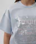 Тениска за момиче оверсайз с декорация от прозрачни пайети синя Gulliver