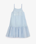 Детски син сарафан с трапецовиден силует от батиста с декорация от пайети - Gulliver