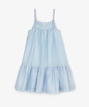 Детски син сарафан с трапецовиден силует от батиста с декорация от пайети - Gulliver
