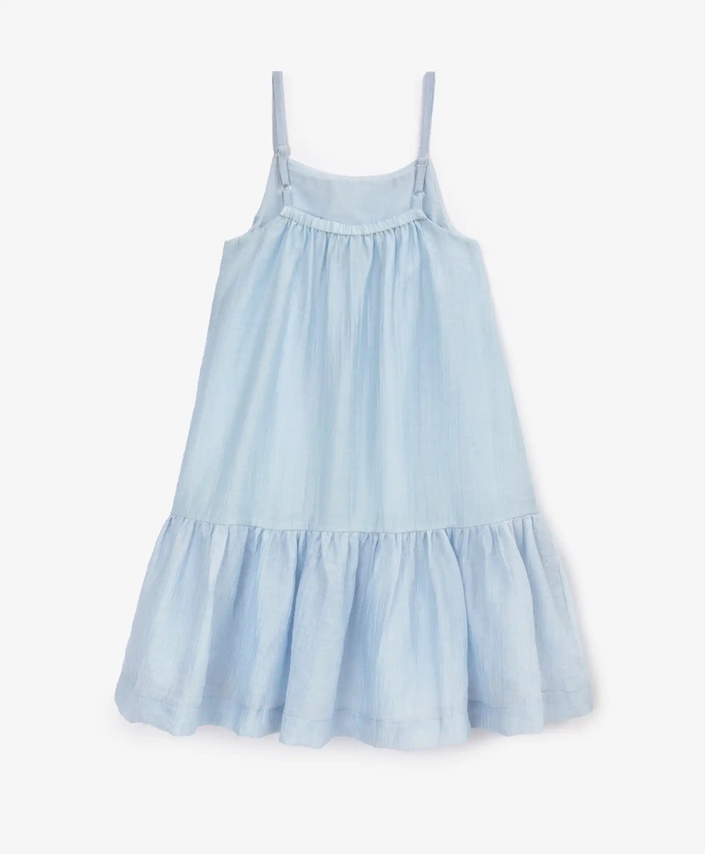 Детски син сарафан с трапецовиден силует от батиста с декорация от пайети - Gulliver