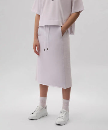 Детска бяла трикотажна пола със средна талия и рипсови вложки - Gulliver