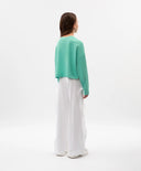 Панталони тип „труби“ за момиче от трико с подвижни детайли бели Gulliver