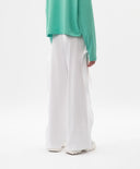 Панталони тип „труби“ за момиче от трико с подвижни детайли бели Gulliver