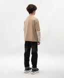 Лонгслив за момче с имитация на многослойност бежов Gulliver