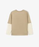 Лонгслив за момче с имитация на многослойност бежов Gulliver