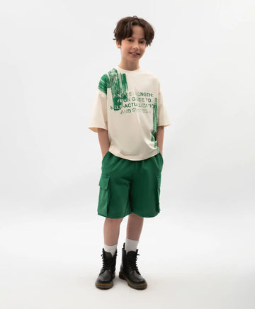 Шорти за момче от трико с карго джобове зелени Gulliver