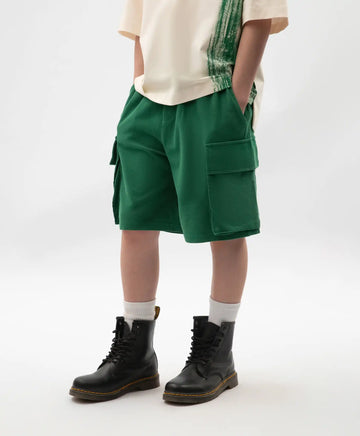 Шорти за момче от трико с карго джобове зелени Gulliver