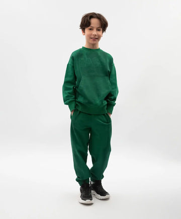 Джогър панталони за момче от трико зелени Gulliver